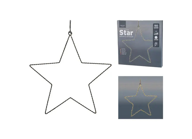 Luxuriöser Außenstern in Schwarz, 180 LEDs, Deluxe 40cm Durchmesser TK Gruppe® Grosshandel 