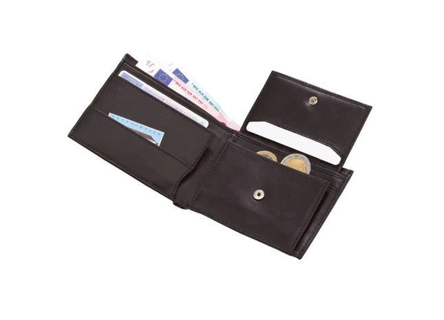 Luxus-Echtleder-Brieftasche PALERMO - Schwarz für Herren Stilvolle Leder-Geldbörse TK Gruppe® Grosshandel 