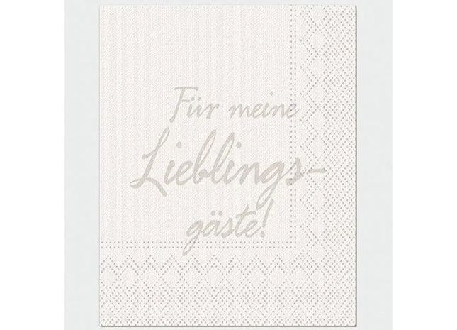 Luxus Servietten 'Lieblingsgast', 20 Stück, 33x33cm, Ideal für Gastgeber TK Gruppe® Grosshandel 