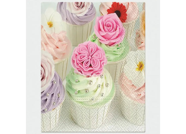 Luxus Servietten mit Cupcake-Motiv, 20 Stück, 33x33cm, Perfekt für Feiern TK Gruppe® Grosshandel 