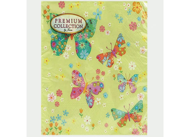 Luxus Servietten mit Schmetterlingsdruck, 20 Stück, 33x33 cm - Elegante Tischdekoration TK Gruppe® Grosshandel 