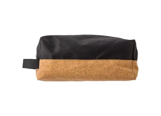 Lynn Kulturtasche aus schwarzem Polyester & Kork, stilvoll & langlebig TK Gruppe® Grosshandel 