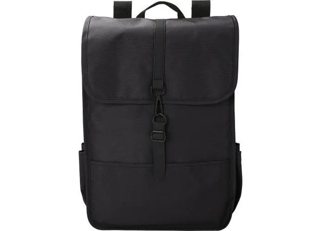 Lyric rPET 300D Polyester Rucksack mit Lasche in Schwarz – Öko-Bewusst und Stilvoll TK Gruppe® Grosshandel 