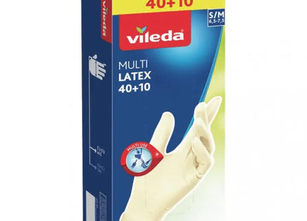 Vileda Multi Latex Einweghandschuhe, 50er Pack (40+10 Bonus), Größen S/M - Elastischer Schutz TK Gruppe® Grosshandel 