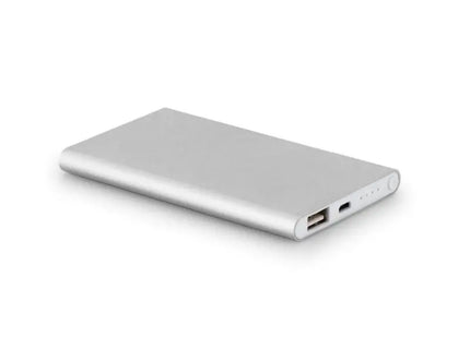 MARCET Tragbare Powerbank 4.000 mAh aus robustem Aluminium - Satinsilber TK Gruppe® Grosshandel 