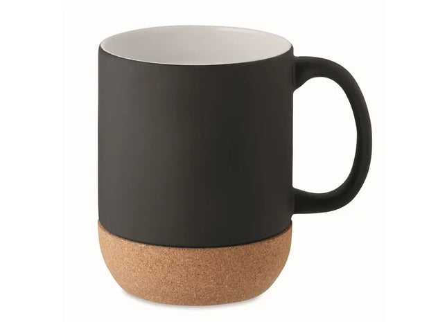 MATT Kaffeebecher 300ml mit Korkummantelung, Schwarz, Trendig & Praktisch TK Gruppe® Grosshandel 