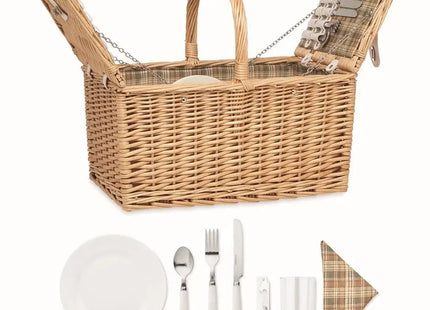 MIMBRE PLUS Holzfarbener Picknickkorb aus Korbweide - Rustikal & Elegant TK Gruppe® Grosshandel 