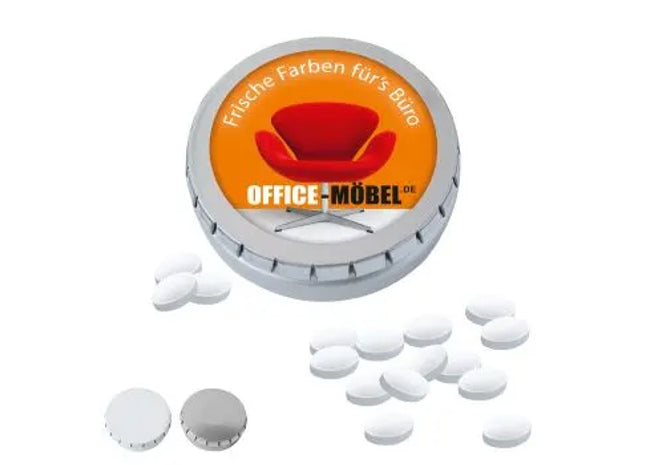 MINI-Drück-mich-Dose mit 60g Cool Ice – Personalisiertes Erfrischungsmittel TK Gruppe® Grosshandel 
