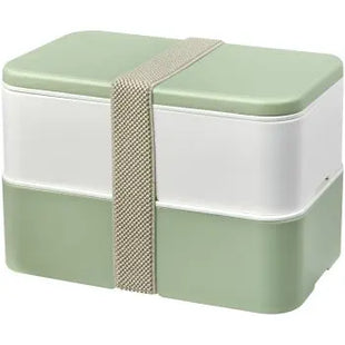 MIYO Renew Zweistöckige Lunchbox in Elfenbeinweiß, Seeglasgrün & Kieselgrau TK Gruppe® Grosshandel 