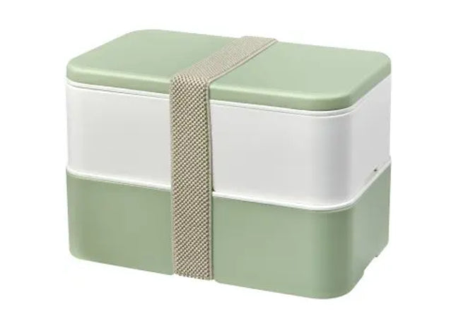 MIYO Renew Zweistöckige Lunchbox in Elfenbeinweiß, Seeglasgrün & Kieselgrau TK Gruppe® Grosshandel 