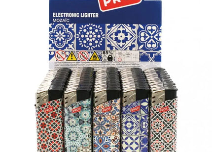 MOSAIC Elektronikfeuerzeuge, 5 verschiedene Designs, im Display TK Gruppe® Grosshandel 