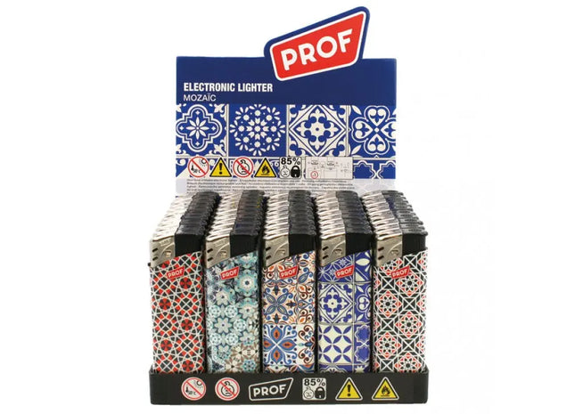 MOSAIC Elektronikfeuerzeuge, 5 verschiedene Designs, im Display TK Gruppe® Grosshandel 