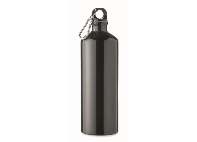 MOSS LARGE Schwarze Aluminium-Trinkflasche, 1 Liter, Leichtgewicht TK Gruppe® Grosshandel 