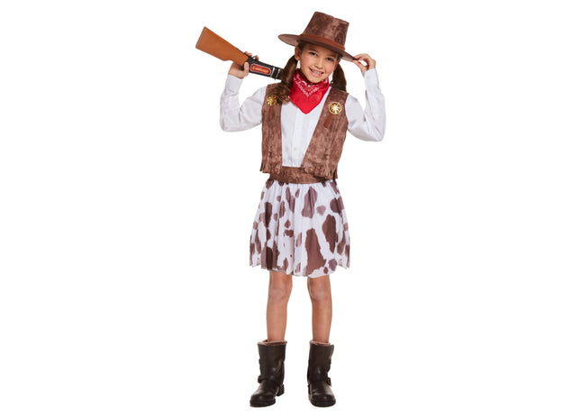 Mädchen-Cowgirl-Kostüm, mittlere Größe für 7–9 Jahre, Western-Verkleidung TK Gruppe® Grosshandel 