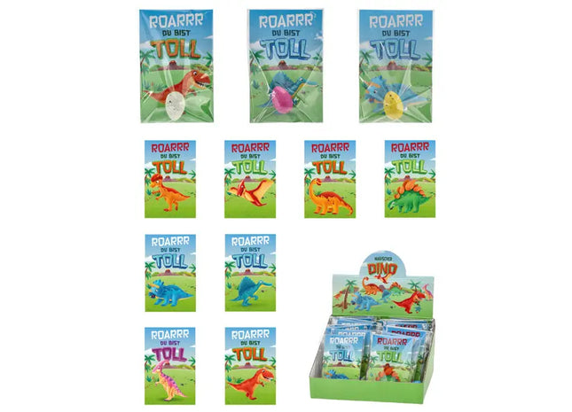 Magischer Dinosaurier im Ei mit Geschenkkarte, 4er-Set, Überraschungsspielzeug für Kinder TK Gruppe® Grosshandel 