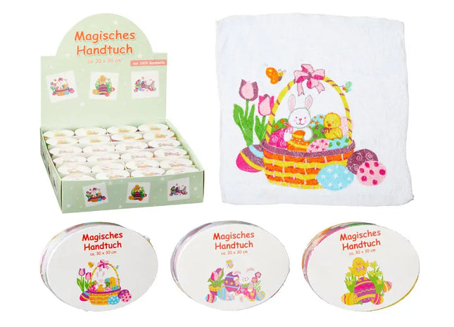 Magisches Handtuch Ostern, 3er-Set, 30x30 cm – Zauberhafte Osterwaschlappen TK Gruppe® Grosshandel 