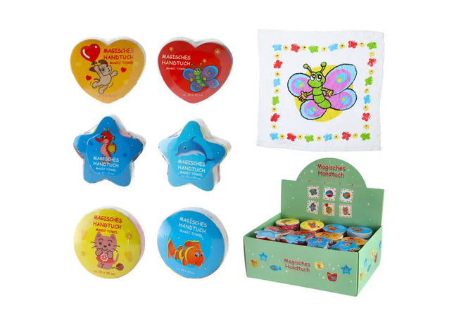 Magisches Handtuch-Set, 30x30 cm, 6 Verschiedene Designs – Ideal für Unterwegs TK Gruppe® Grosshandel 
