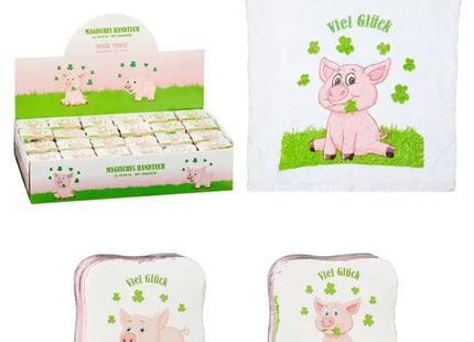 Magisches Handtuch Viel Glück, 2er Set, 30x30 cm, Kompakt und Saugstark, Glücksbringer Design TK Gruppe® Grosshandel 