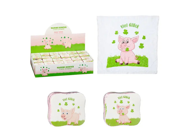 Magisches Handtuch Viel Glück, 2er Set, 30x30 cm, Kompakt und Saugstark, Glücksbringer Design TK Gruppe® Grosshandel 