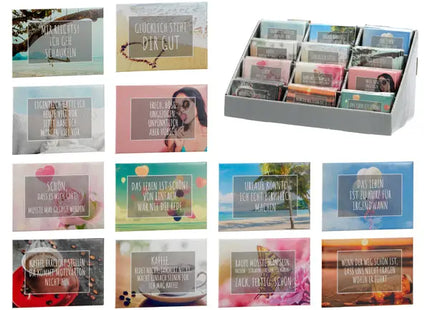 Magnetische Sprüche für Kühlschrank, 12er-Set, 9x6,5 cm, Dekorative Magneten TK Gruppe® Grosshandel 