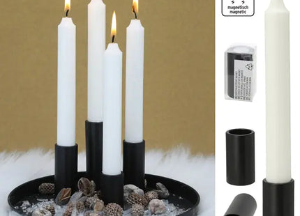 Magnetischer Kerzenständer für Stabkerzen, Schwarz, Klein, 2,8x5 cm TK Gruppe® Grosshandel 