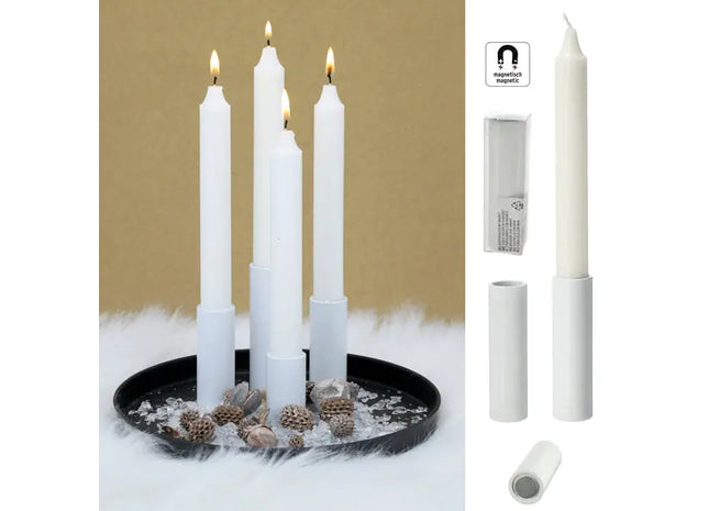 Magnetischer Stabkerzenhalter, schneeweiß, M, 2,8x7,5cm TK Gruppe® Grosshandel 