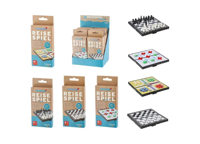Magnetisches Reisespiel-Set, 4 Stück, 13x13 cm – Ideal für Unterwegs TK Gruppe® Grosshandel 