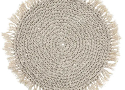 Makramee Tischset, ca. 38 cm Durchmesser – Handgefertigtes Boho-Tischdekor, stilvoller Schutz TK Gruppe® Grosshandel 