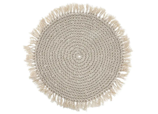 Makramee Tischset, ca. 38 cm Durchmesser – Handgefertigtes Boho-Tischdekor, stilvoller Schutz TK Gruppe® Grosshandel 