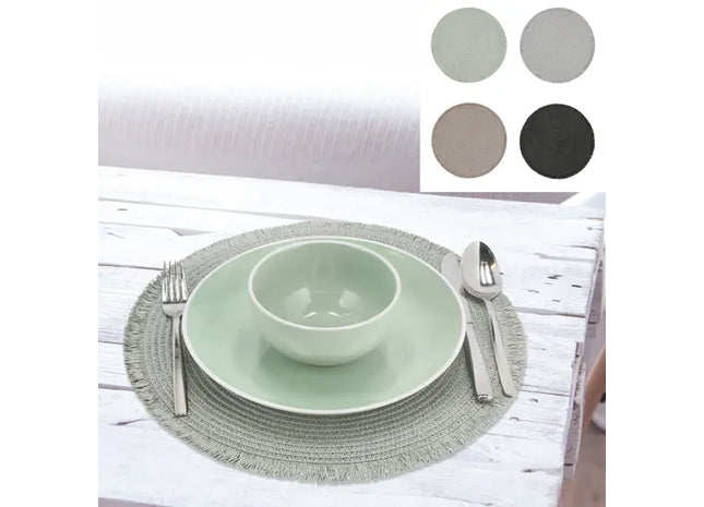 Makramee Tischsets 4er-Set - Rund Geflochten Dekor 38cm Durchmesser TK Gruppe® Grosshandel 