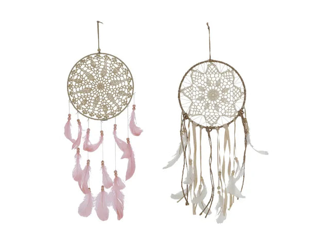 Makramee Traumfänger Set - 2 Stück, ca. 21x60cm, Boho Wanddeko, handgefertigte Traumfänger TK Gruppe® Grosshandel 