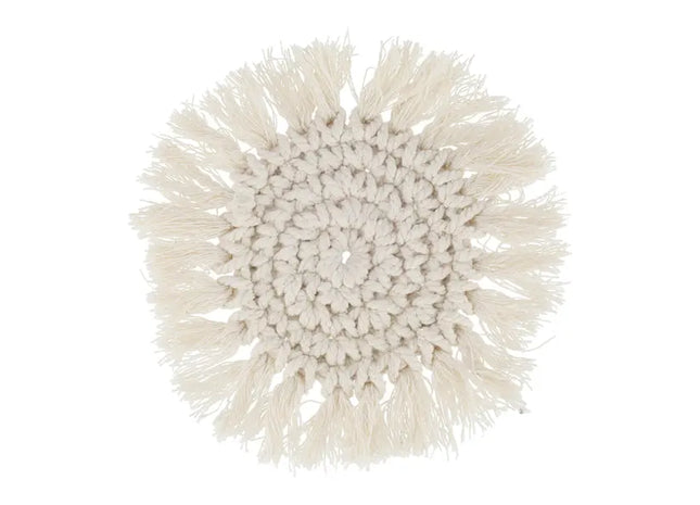 Makramee Untersetzer, ca. 10 cm Durchmesser – Handgefertigte Boho-Getränkeuntersetzer, langlebig TK Gruppe® Grosshandel 