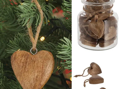 Mango-Holz Herzanhänger, Dekoratives Accessoire, 6cm TK Gruppe® Grosshandel 