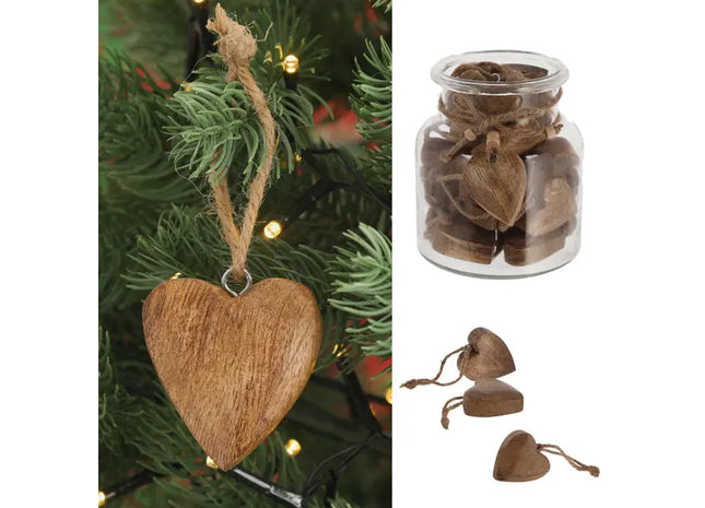 Mango-Holz Herzanhänger, Dekoratives Accessoire, 6cm TK Gruppe® Grosshandel 