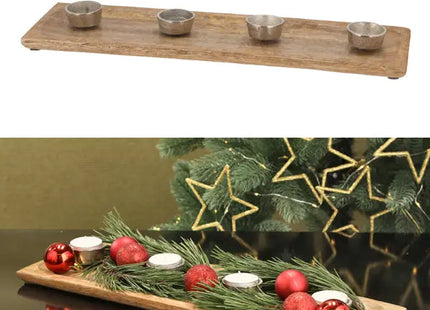 Mangoholz Teelicht-Adventsleuchter - Breite ca. 45cm TK Gruppe® Grosshandel 