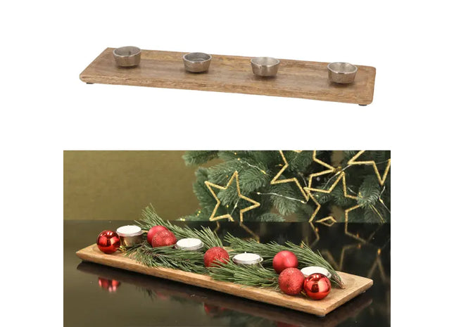 Mangoholz Teelicht-Adventsleuchter - Breite ca. 45cm TK Gruppe® Grosshandel 