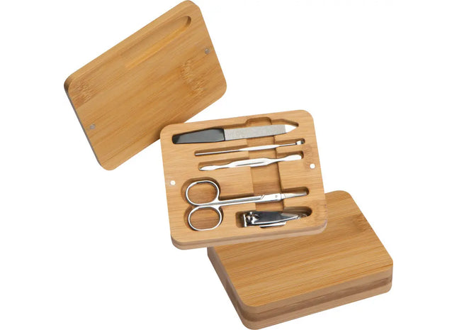 Manikürset in Bambusetui Beige – Natürliche Eleganz & Funktionalität TK Gruppe® Grosshandel 