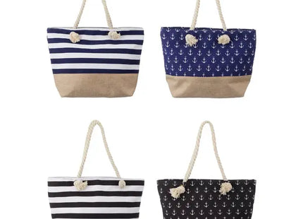 Maritime Beach Bag, 4er-Pack, 50x36cm - Stilvolle Strandtaschen für Sommerabenteuer TK Gruppe® Grosshandel 