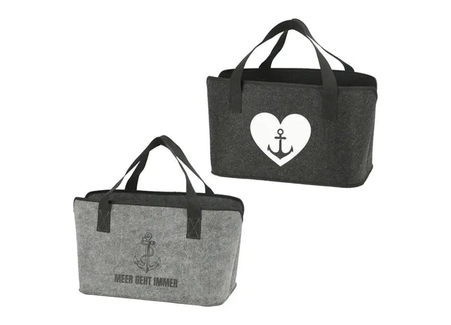 Maritime Filz-Aufbewahrungstaschen, 4er-Set - Nautische Organizer TK Gruppe® Grosshandel 