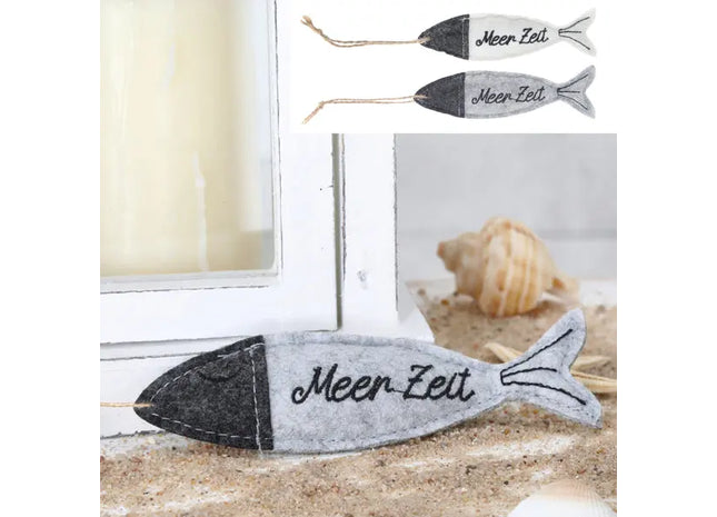 Maritime Filzdeko Fische | Meerzeit Design | Set aus 2 | Ca. 14,5cm x 4cm | Ozean-Themen Dekoration TK Gruppe® Grosshandel 