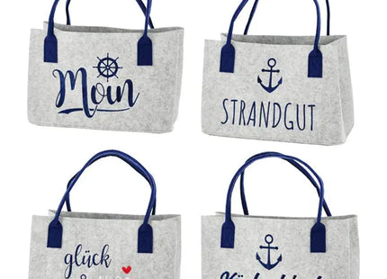 Maritime Filztaschen 4er-Set - Geräumig und Stilvoll 40x26x26,5 cm TK Gruppe® Grosshandel 