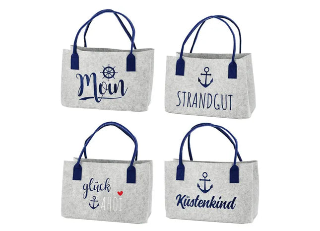 Maritime Filztaschen 4er-Set - Geräumig und Stilvoll 40x26x26,5 cm TK Gruppe® Grosshandel 