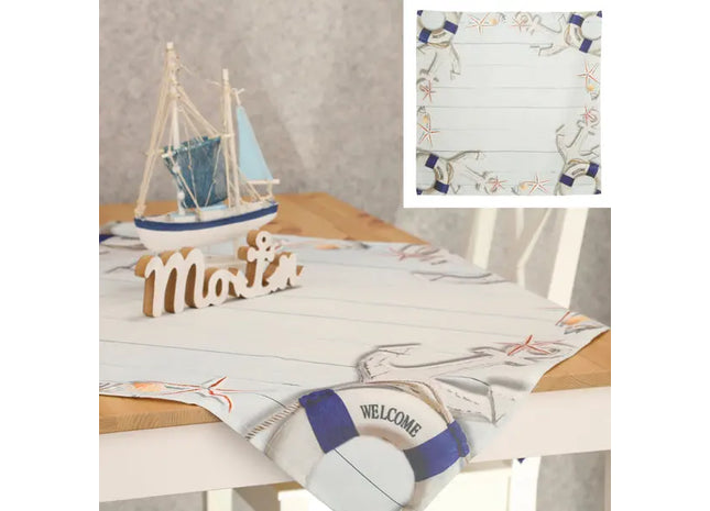 Maritime Tischdecke, ca. 85x85cm – Nautische Tischdekoration, quadratisch mit Seemotiven TK Gruppe® Grosshandel 