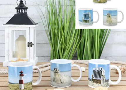 Maritimer Becher-Set, Ozean-Design, 9,5cm Hoch, 3er-Pack TK Gruppe® Grosshandel 