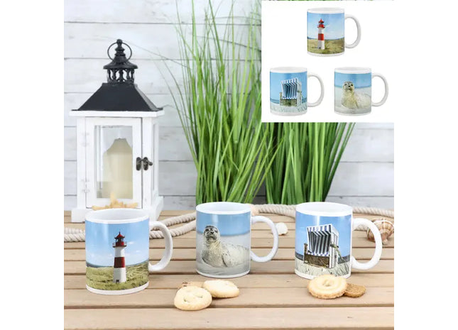 Maritimer Becher-Set, Ozean-Design, 9,5cm Hoch, 3er-Pack TK Gruppe® Grosshandel 