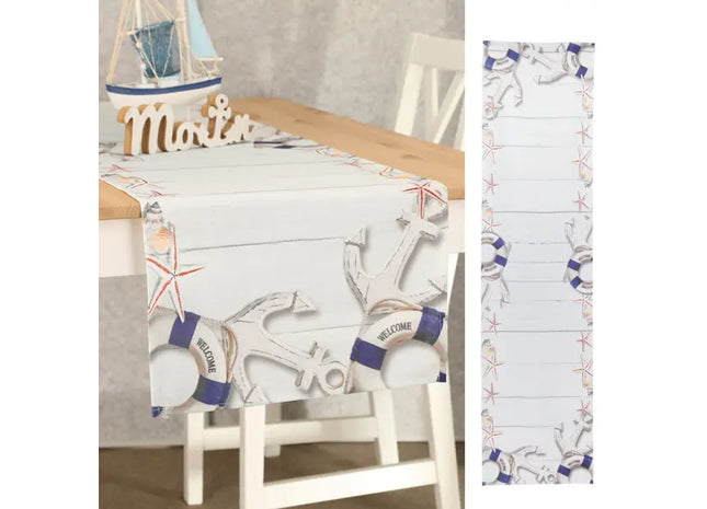 Maritimer Tischläufer, ca. 40x160cm – Nautische Tischdekoration, schmal und lang TK Gruppe® Grosshandel 