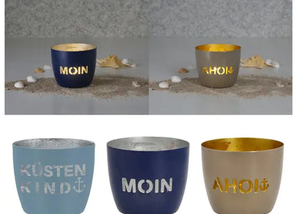 Maritimes Windlichter-Set, 3 Stück, ca. 10x9 cm - Küsteninspirierte Dekorationsleuchten TK Gruppe® Grosshandel 