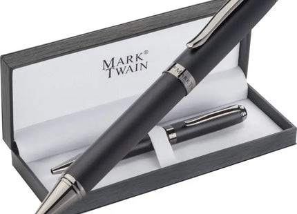 Mark Twain Edelstahl-Kugelschreiber, Schwarz - Klassischer Bürostift TK Gruppe® Grosshandel 