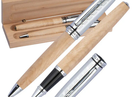 Mark Twain Schreibset - hochwertiges Holz, beige - elegantes und nachhaltiges Geschenkset TK Gruppe® Grosshandel 