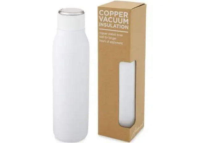 Marka 600 ml Kupfer-Vakuum Isolierflasche mit Metallschlaufe - Weiß, Hochwertig und funktional TK Gruppe® Grosshandel 